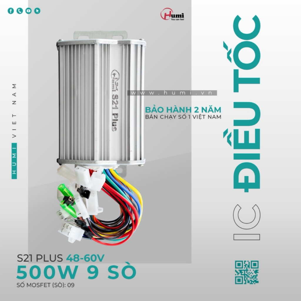 IC Điều Tốc Xe Điện Humi S21 Plus 500w 48-60v 9 Sò – Siêu Tiết Kiệm, Bền Bỉ, Dễ Lắp