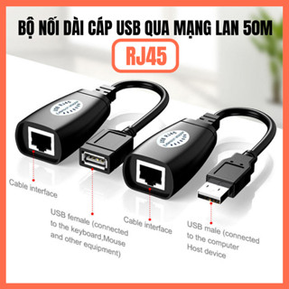 Bộ Nối Dài Cáp USB Qua Dây Mạng 50M – USB Extender Qua Cáp LAN RJ45 Tín Hiệu Ổn Định