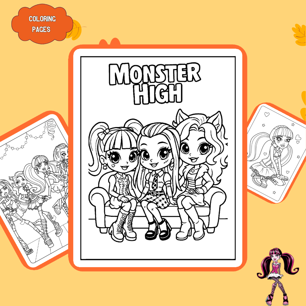Bộ 50/25/10 tờ tranh tô màu, tranh tập tô cho bé, hình búp bê Monster High, giấy A4, A5 dày 160gsm M