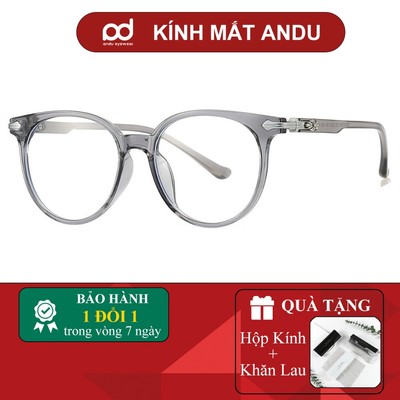 Gọng kính cận thời trang nữ ANDU dáng tròn hoạ tiết cao cấp - 86091 [QUÀ]  Hộp đựng kính