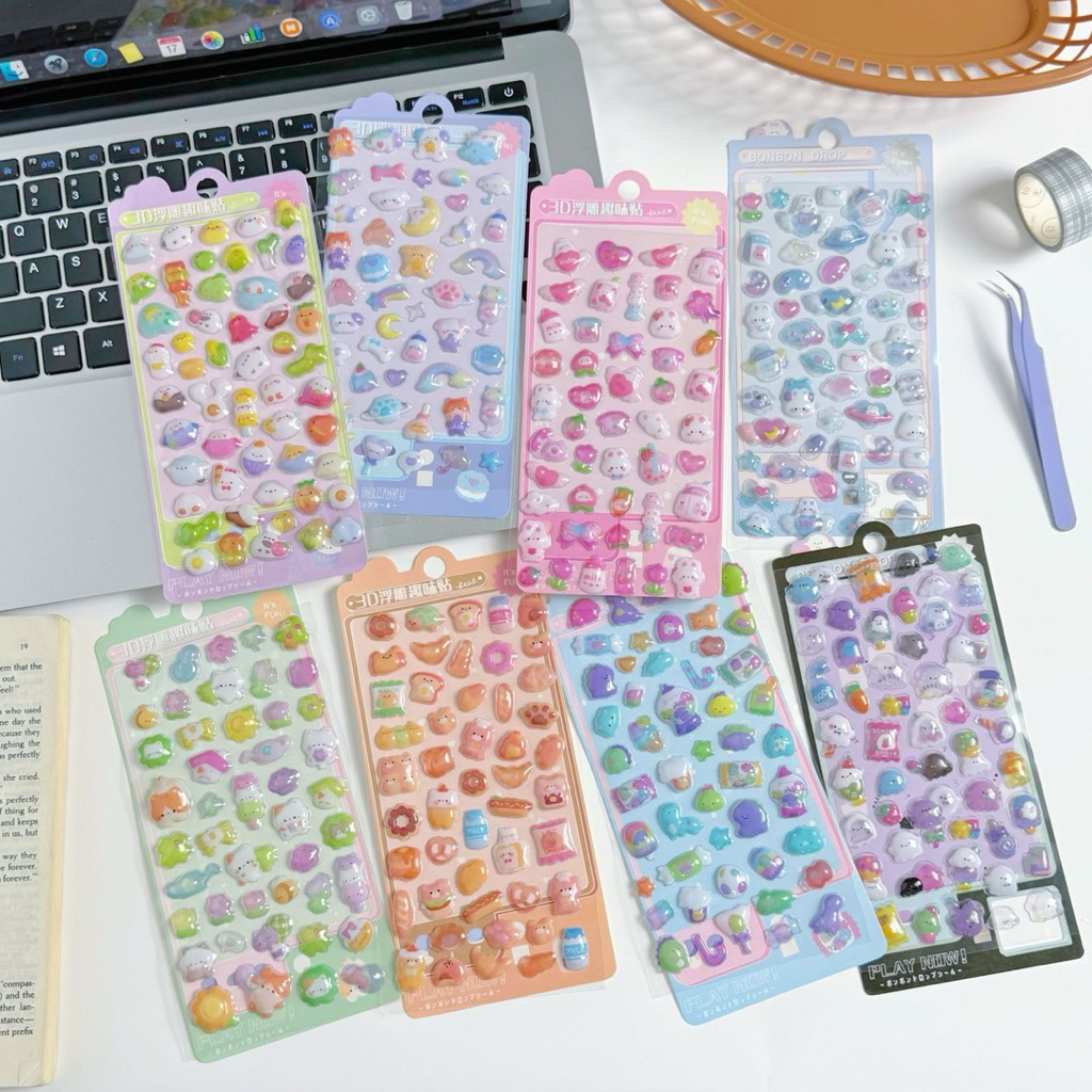 Sticker Nổi 3D Cute Crystal Sticker | Sticker Trang Trí Điện Thoại Laptop Sổ Tay | Sticker Kawaii Dễ