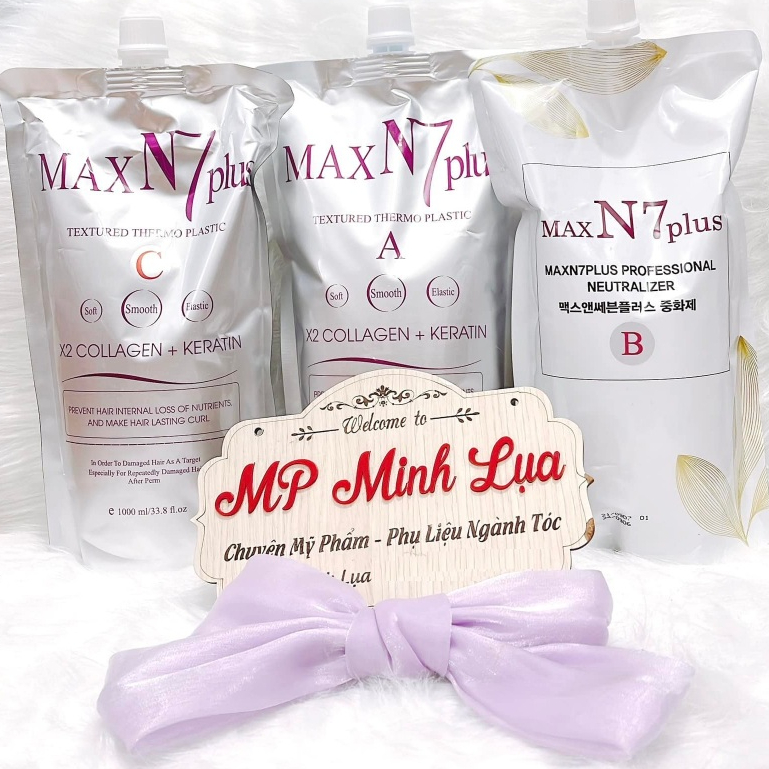Thuốc Uốn Tóc Xoăn Nóng Max N7 Plus X2 Collagen Keratin Dưỡng Siêu Sóng 1000ml