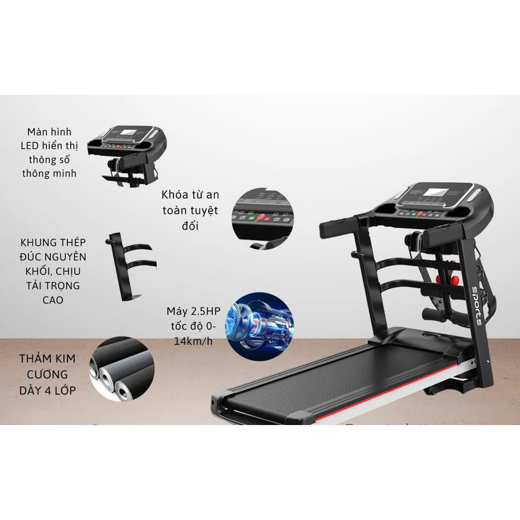 máy chạy bộ đa năng OSAKY A7AB , kèm máy rung đai massage
