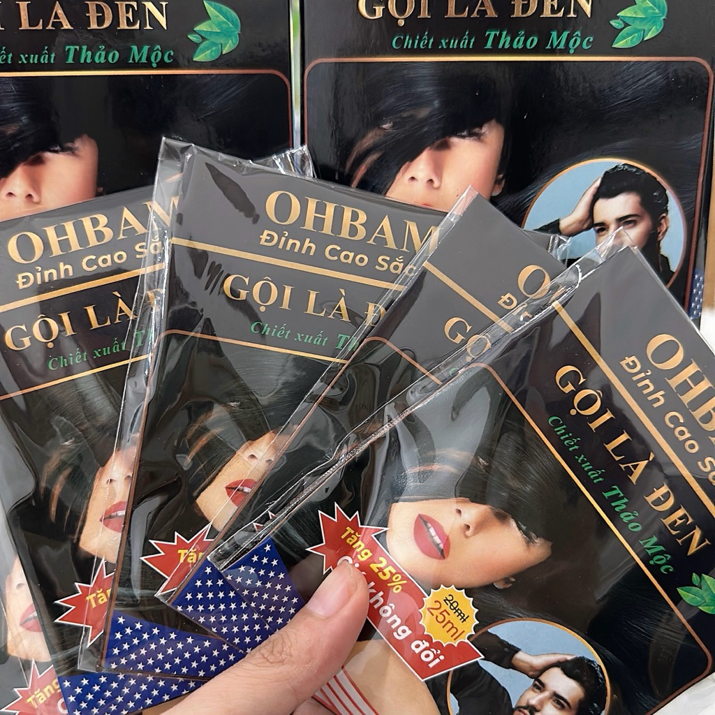 DẦU GỘI OHBAMA ĐEN/ NÂU —- HỘP 10 GÓI————