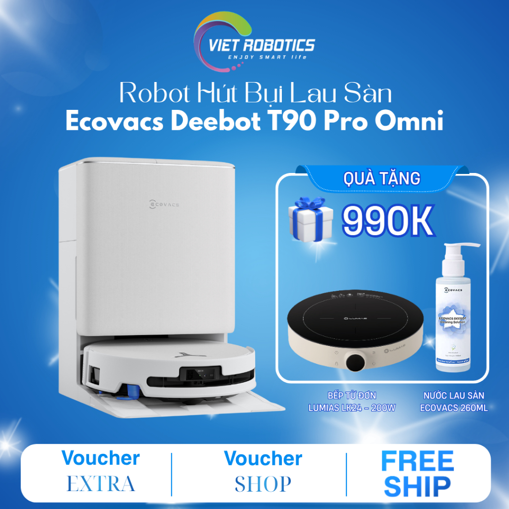 Robot Hút Bụi Lau Sàn Ecovacs Deebot T90 Pro Omni - Bản Quốc Tế - Hàng Chính Hãng