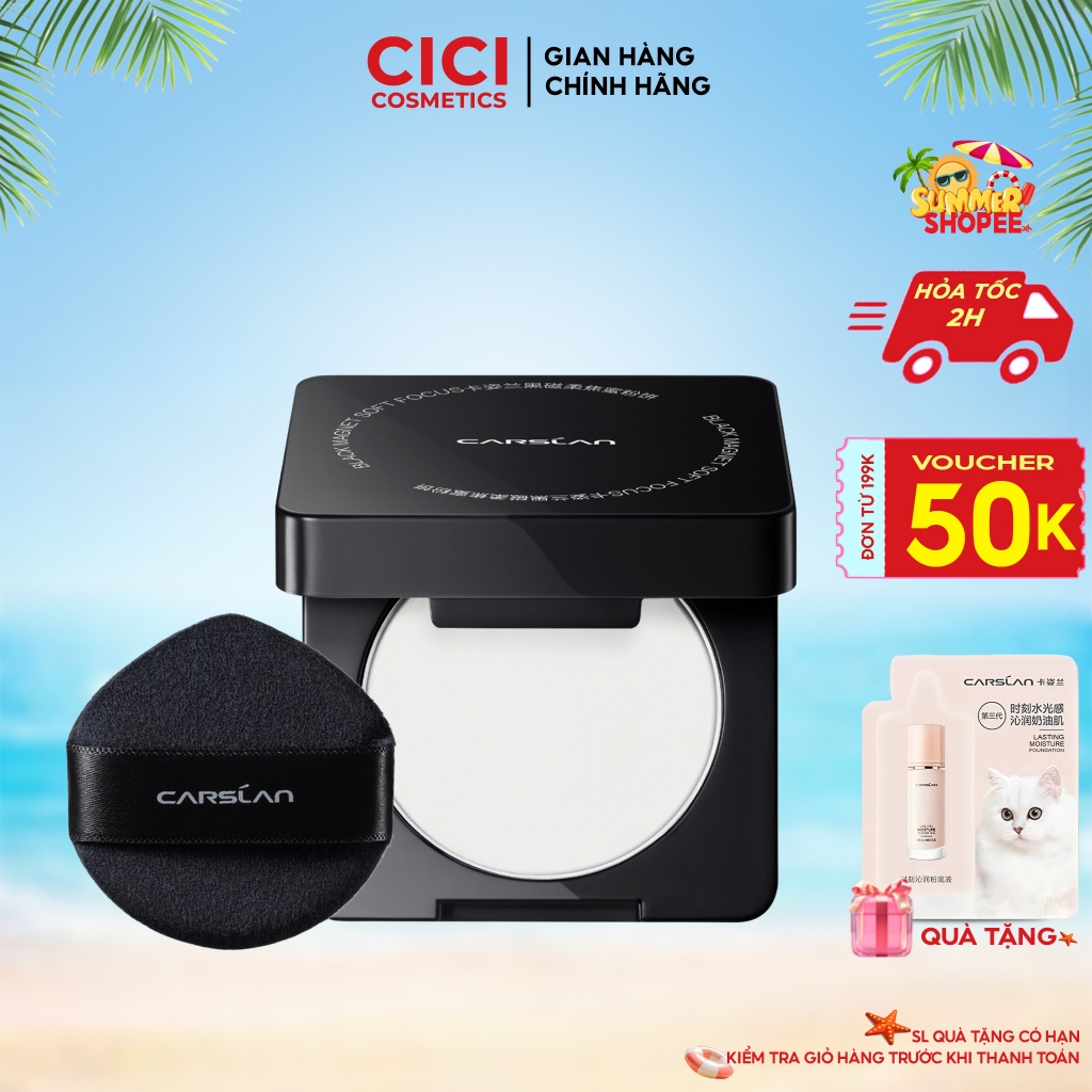 CARSLAN Phấn Nén kiềm dầu CARSLAN chống nước ngăn bóng dầu lâu trôi mini 1g