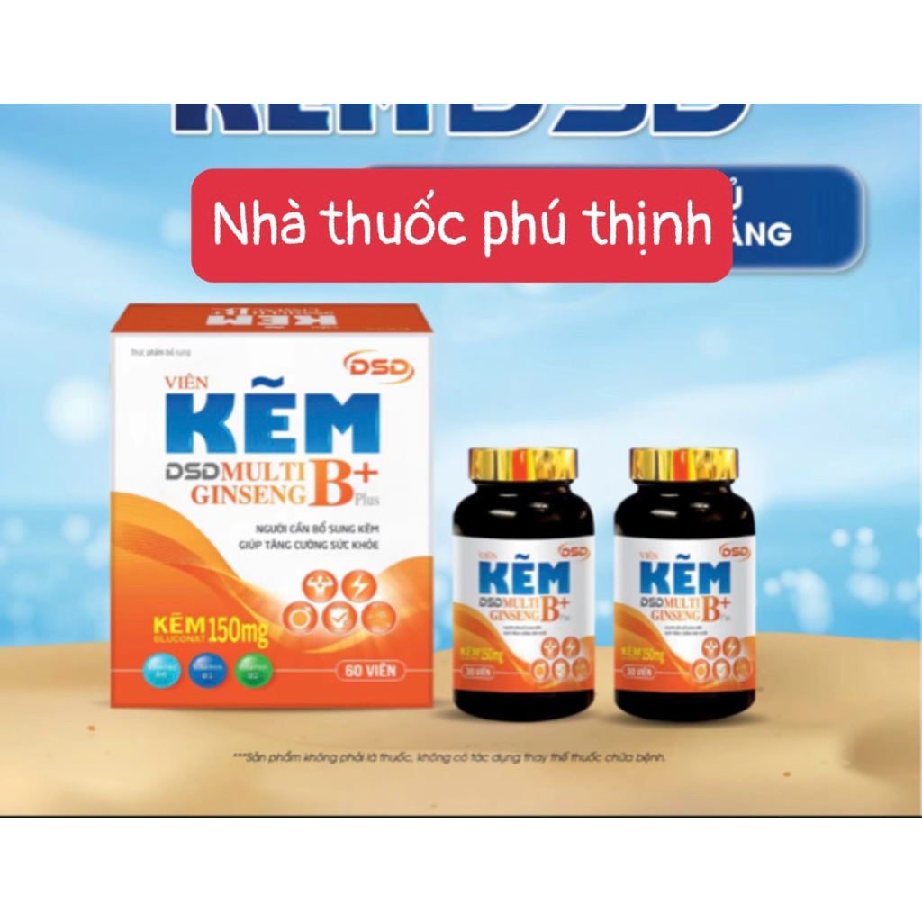 ✅[Chính Hãng] kẽm DSD multi B Gingseng hộp 2 lọ tổng 60 viên ( date mới)