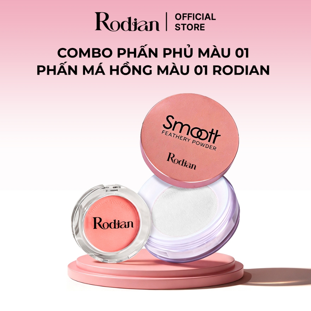 Combo Phấn Phủ Kiềm Dầu Rodian, Phấn Má Hồng - Che Phủ Hoàn Hảo, Bền Màu Lâu Trôi