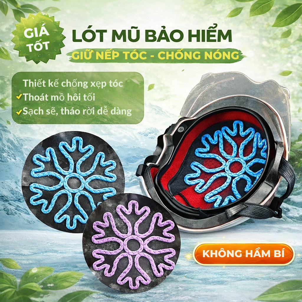 Miếng Lót Mũ Bảo Hiểm Silicon Tản Nhiệt – Chống Nóng, Thoáng Khí, Bảo Vệ Kiểu Tóc, Massage Da Đầu