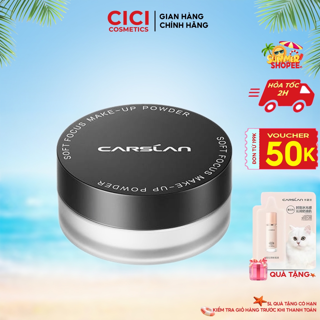 Phấn phủ kiềm dầu CARSLAN chống nước ngăn bóng dầu lâu trôi 1g