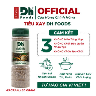 Natural Tiêu Đen Xay 45gr/80gr Dh Foods - Tiêu Xay Từ Tiêu Hạt Xay Sẵn Tiện Lợi, 100% Nguyên Chất Từ Tiêu Đen Nguyên Hạt