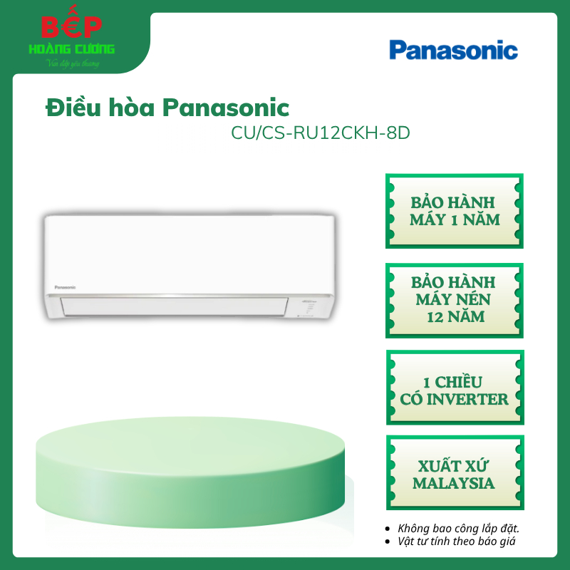 Máy Lạnh 1 Chiều Panasonic CU/CS-RU12CKH-8D – Inverter Tiết Kiệm Điện - Làm Mát Nhanh - Gió Tỏa Đều