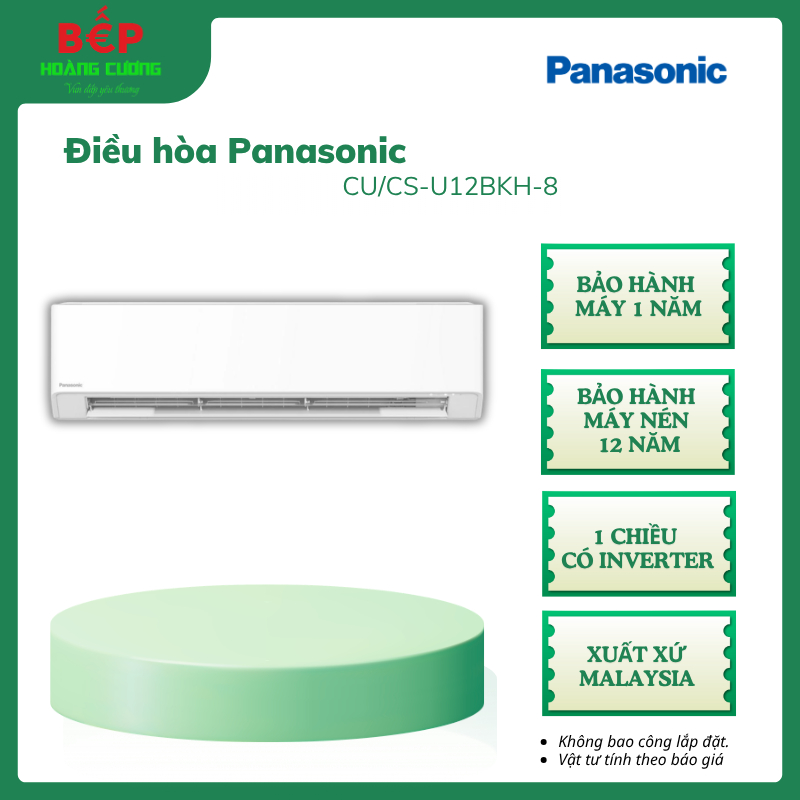Máy Lạnh Panasonic Inverter CU/CS-U12BKH-8 – 1 Chiều - Lạnh Nhanh IAuto-X - Hẹn Giờ Tiện Lợi