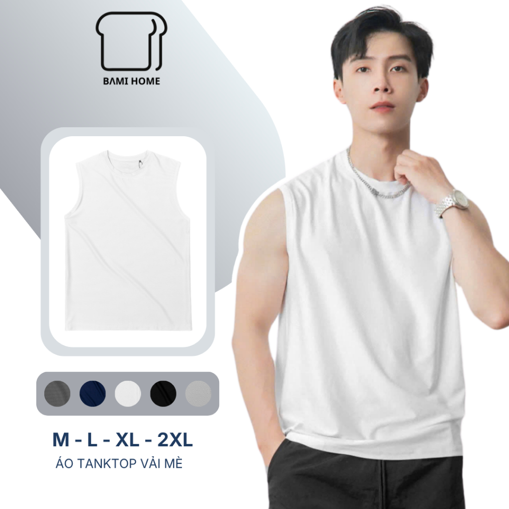 [GIẢM 50%] Áo tanktop nam BAMIHOME, áo ba lỗ chất vải thun mè, áo tập gym thoáng mát, thấm hút mô hôi tốt ATT06