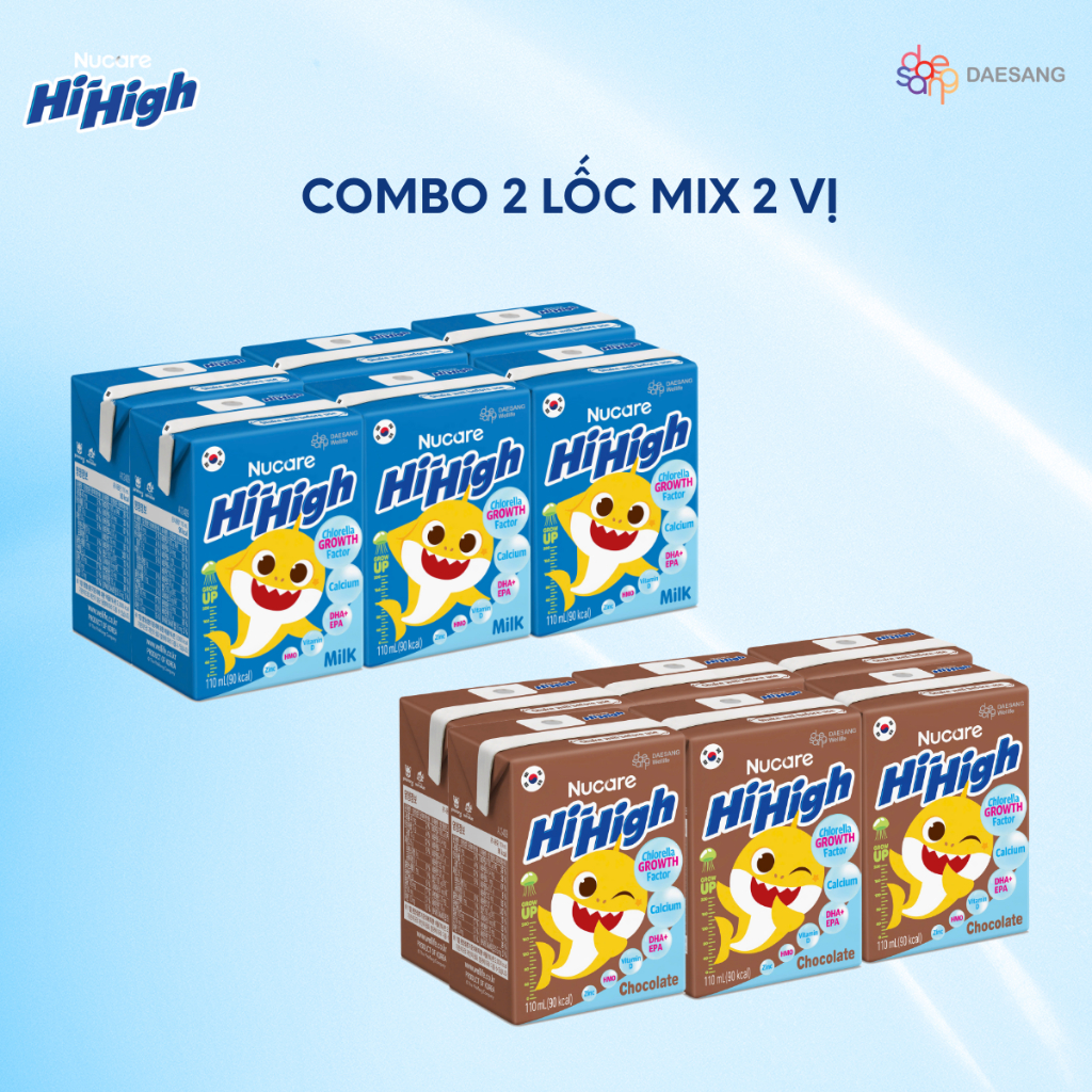 [Combo 2 Lốc] Sữa dinh dưỡng NuCare Mix Socola & Milk – Ngon dễ uống, bổ sung DHA Canxi