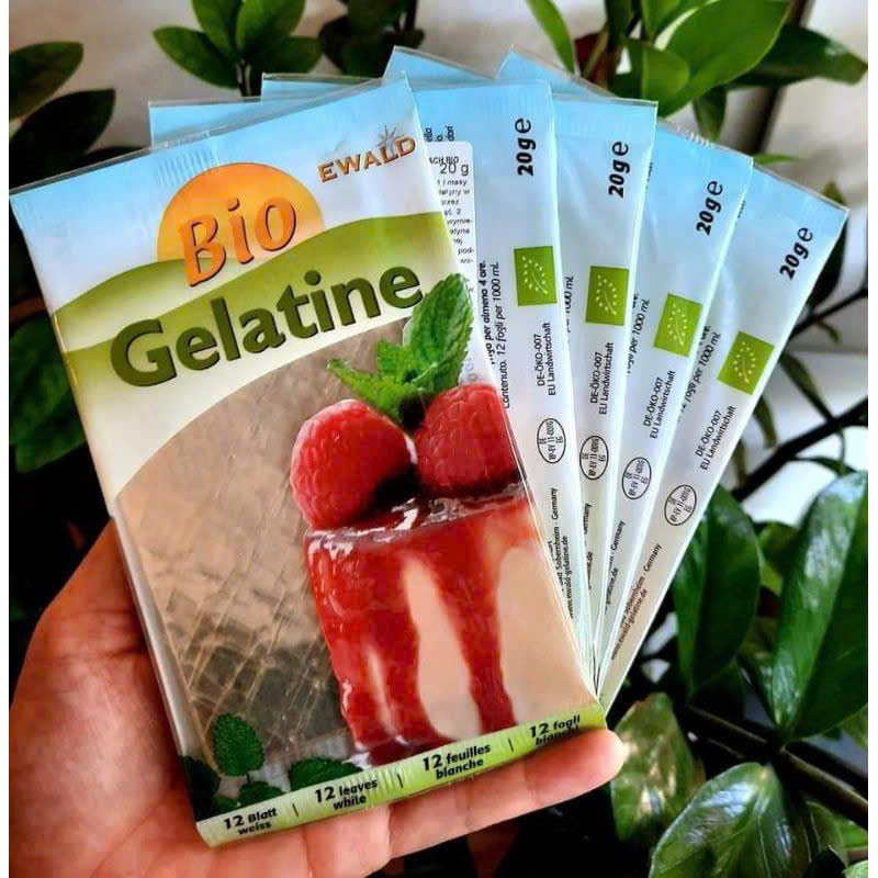 Gelatin Hữu Cơ Lá - Bio Gelatin- Ewald -20g-12 lá