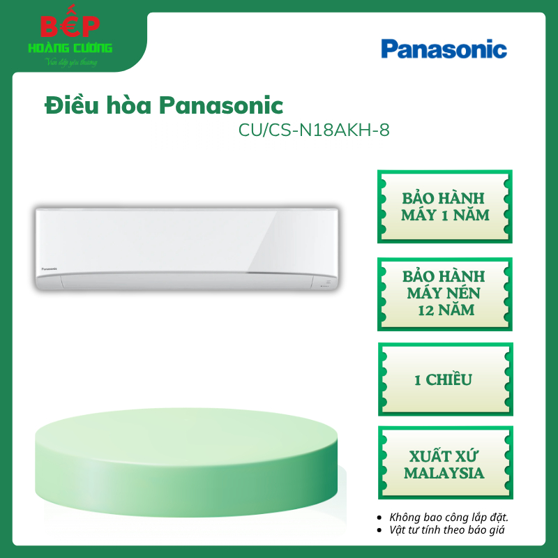 Điều Hòa Panasonic CS/CU-N18AKH-8 – 1 Chiều - Nanoe-G Lọc Không Khí - Không Gian từ 20–30m²