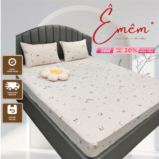 Ga gối Cotton disneyy bo chun,set 3 món thoáng mát thấm hút mồ hôi