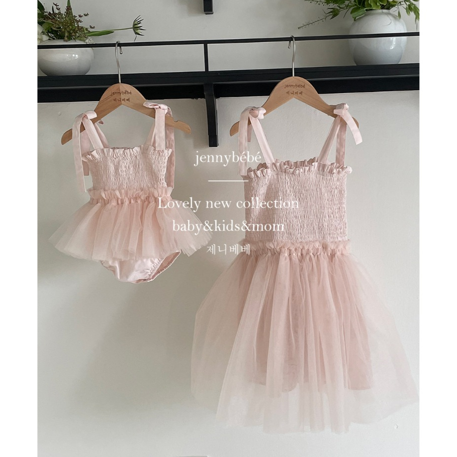 𝐀𝐩𝐫𝐢𝐥 𝐛𝐞́𝐛𝐞́ - Jenny Bebe Suit Váy voan hồng tiểu thư sinh nhật công chúa cho bé gái