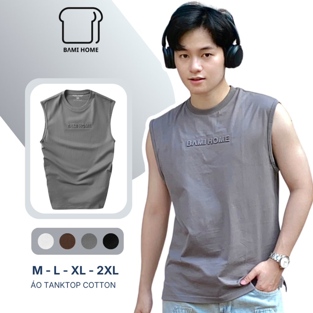 Áo tanktop nam BAMI HOME, Ao ba lỗ tập gym nam chất liệu cotton thoáng mát, co giãn tốt ATT07