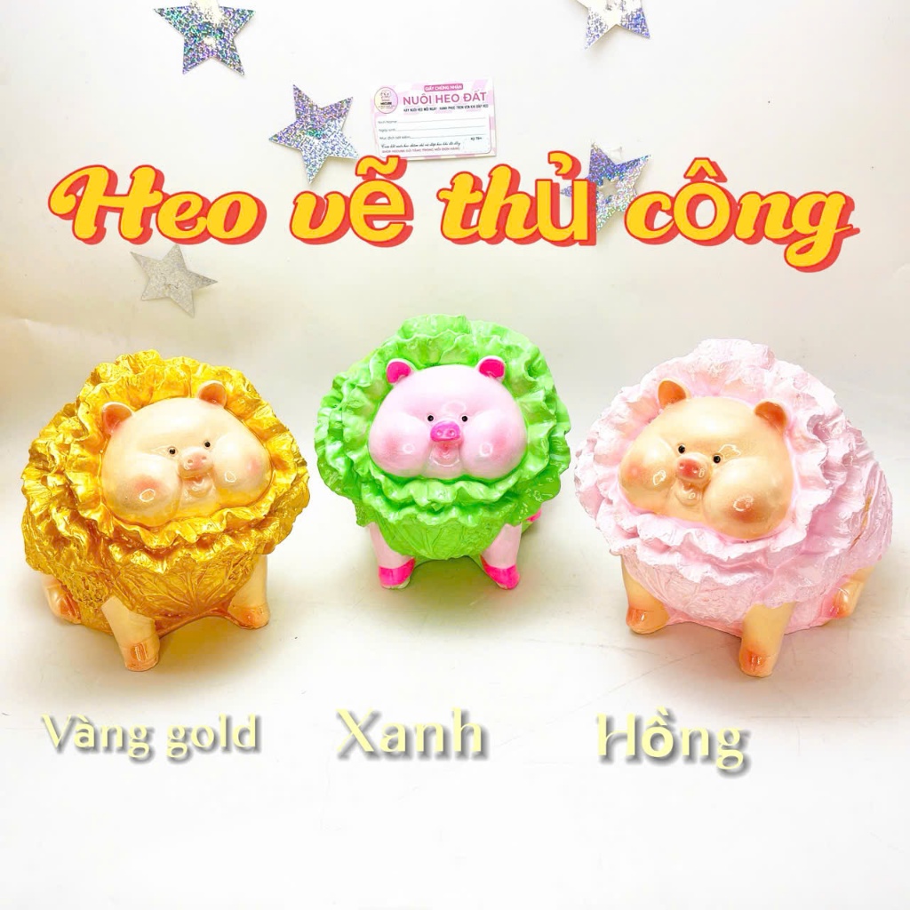 Hecube Heo bắp cải tiết kiệm lỗ tròn 21cm thiết kế vẽ thủ công cute dễ thương