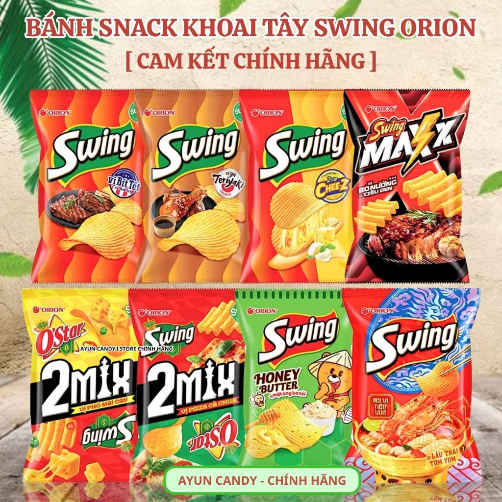 [HỎA TỐC LỐC 10 GÓI] Bánh Snack Khoai Tây Swing Orion Đủ Vị 36G/60G - Bimbim Khoai Tây Swing - Bánh 