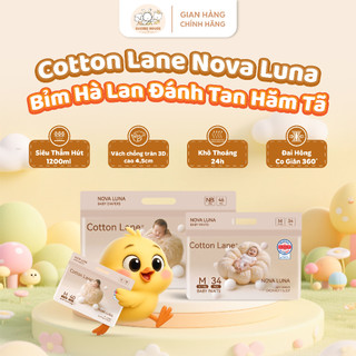 [ COMBO 2 BỊCH ] Tã Bỉm Cotton Lane Nova Luna Siêu Mỏng Siêu Thấm Hút, Mềm Mại Chống Hăm Đủ Size Cho Bé