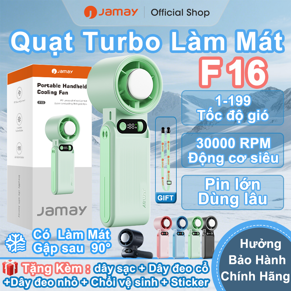 JAMAY Cầm Tay Siêu Bền Pin, Gấp Gọn Tiện Lợi, Chức Năng Lạnh, Gió Mạnh, turbo fan, Bảo Hành 12 Tháng Quạt Điều Hòa F16 C | BigBuy360 - bigbuy360.vn