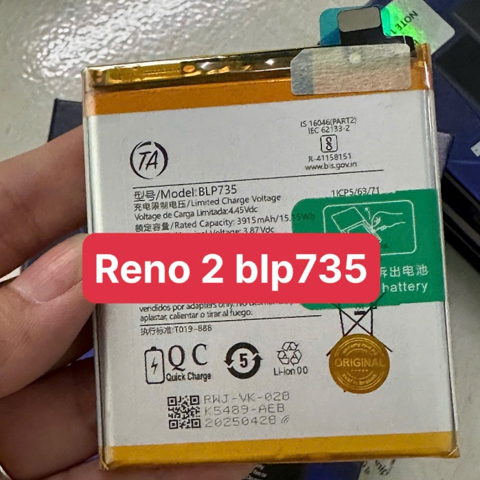 pin điện thoại reno 2 model BLP735