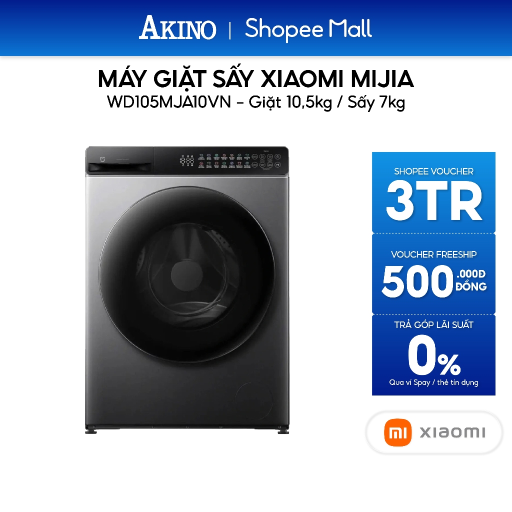Máy giặt sấy Lồng Ngang Xiaomi Mijia Front Load Washer Dryer 10.5kg/7kg WD105MJA10VN - Hàng Chính Hãng