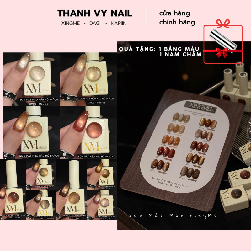 Sơn mắt mèo nâu hổ phách combo 10 chai tặng kèm bảng màu sơn , sơn XINGME [TẶNG NC TRÒN]