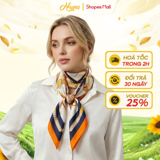 Khăn lụa vuông HUMI khăn bandana đa năng thắt nơ trùm đầu quàng cổ cá tính kích thước 70x70cm