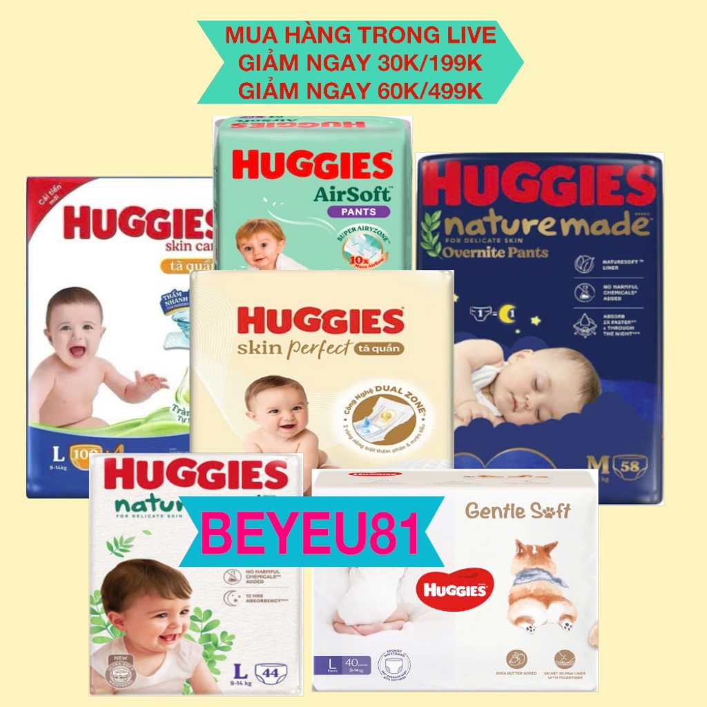 Bỉm dán/ quần huggies đủ size cho bé