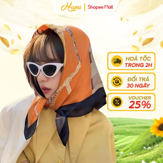 Khăn lụa trùm đầu HUMI khăn bandana đa năng thắt nơ trùm đầu quàng cổ cá tính kích thước 70x70cm