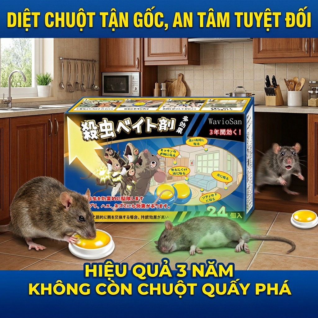 Thuốc diệt chuột Bả diệt chuột Một viên diệt tất cả chuột Hộp 24 viên dễ dàng diệt chuột mà không gâ