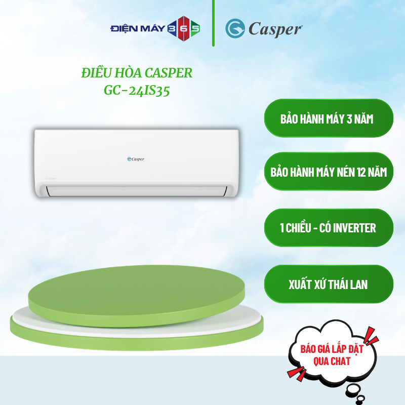 Điều Hòa Casper Inverter 2.5HP GC-24IS35 –  Turbo Lạnh Nhanh – Lọc Bụi - Tiết Kiệm Tối Ưu