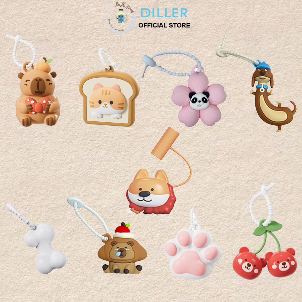 Móc khoá / Charm đeo bình giữ nhiệt, bình nhựa thương hiệu Diller