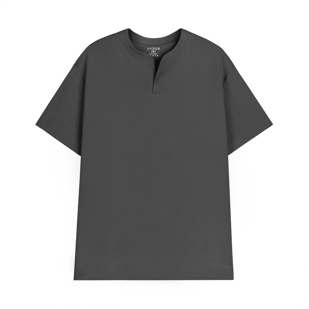 Áo thun tay ngắn cổ tròn xẻ V nam nữ cotton interlock 250gsm LADOS-9141 chất dày dặn, thấm hút, phong cách trẻ trung | BigBuy360 - bigbuy360.vn