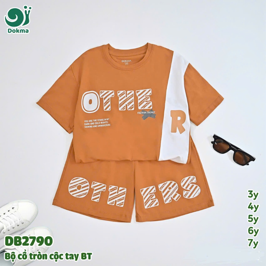 (13-25kg, 3-7Y) Bộ Cộc Tay Cổ Tròn Bé Trai Thể Thao Dokma DB2809 DB2830 DB2790