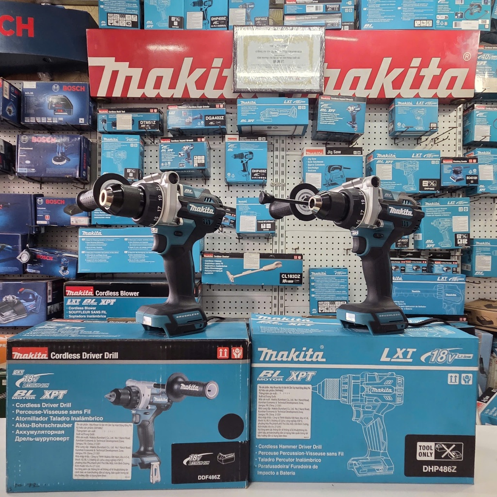MÁY KHOAN BÚA VÀ VẶN VÍT DÙNG PIN 18V/BL MAKITA DHP486Z & DDF486Z CHÍNH HÃNG