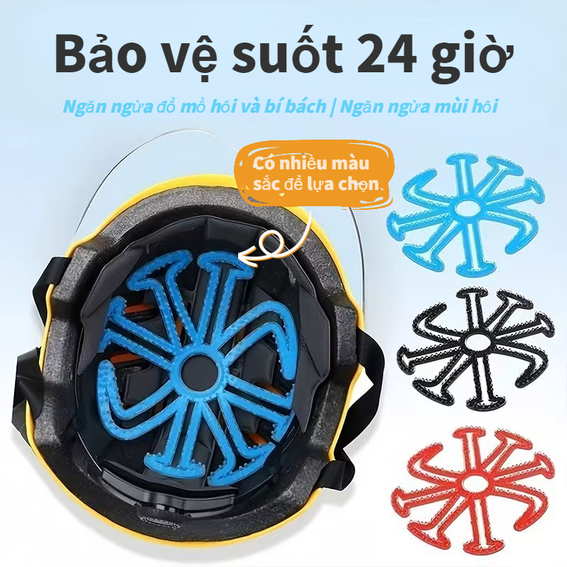 Mũ bảo hiểm được lót bằng các miếng đệm silicon để cách nhiệt, thoáng khí và bảo vệ kiểu tóc của bạn