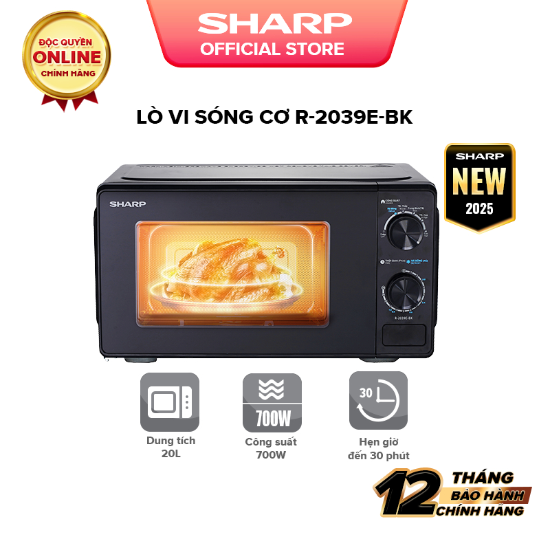 Lò vi sóng dòng Cơ R-2039E-BK - Dung tích 20L, công suất 700W