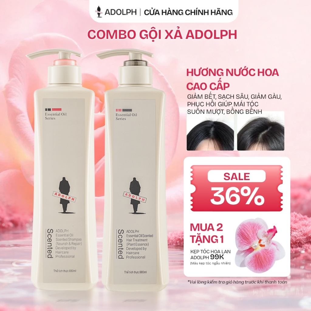 [CHÁY HÀNG] ADOLPH Gội Xả Giảm Gãy Rụng, hỗ trợ Phục Hồi Hư Tổn & Lưu Hương Nước Hoa Kinh Điển