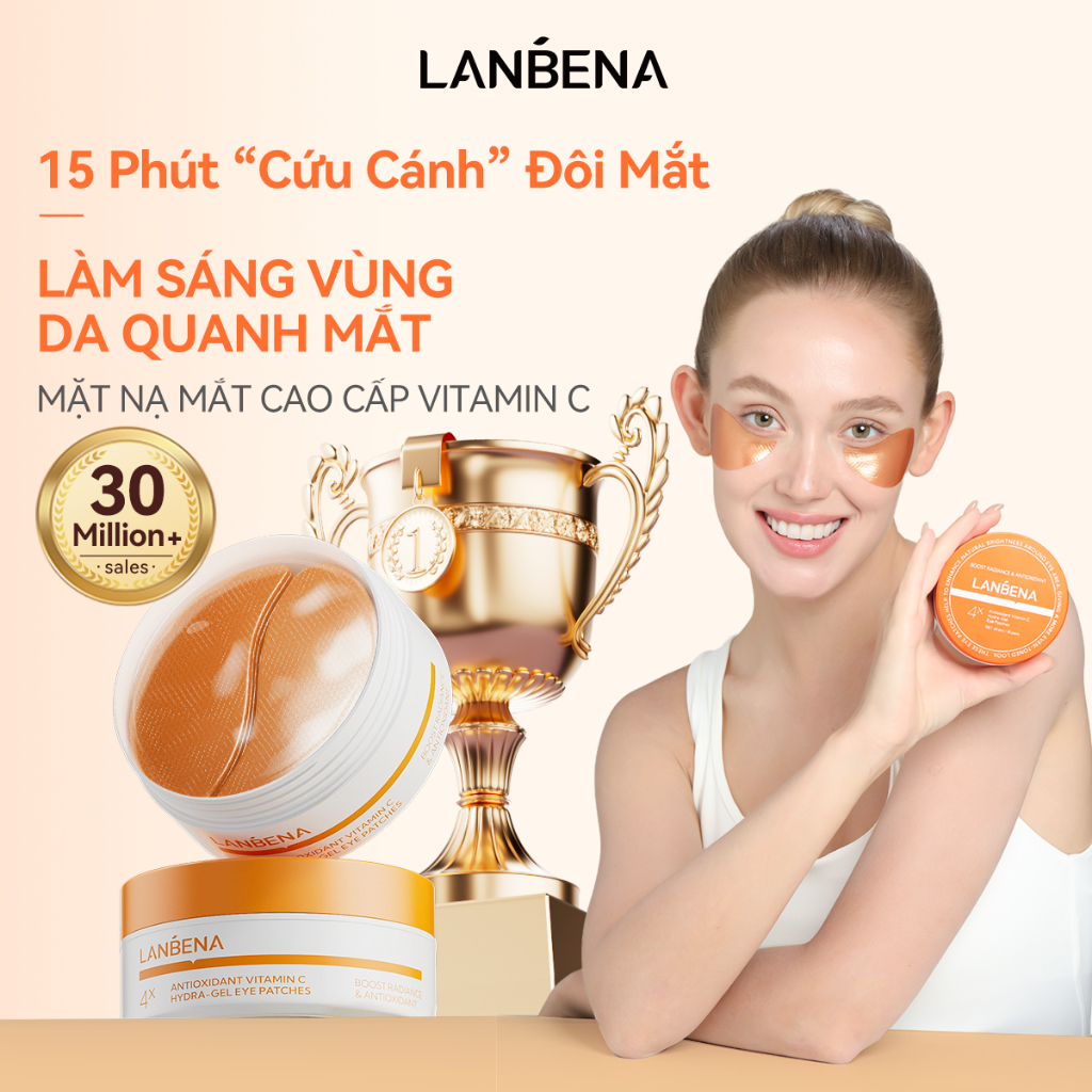 LANBENA Combo mặt nạ mắt và kem dưỡng mắt Vitamin C (30 cặp + 15ml) -Loại Bỏ Quầng Thâm, Bọng Mắt Và Nếp Nhăn Skincare