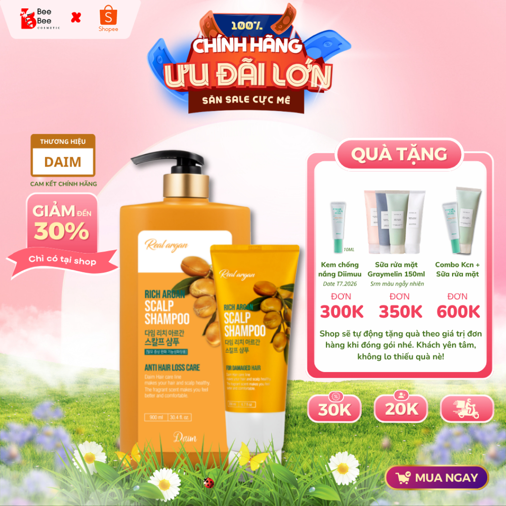 [AUTH 100%] Dầu Gội Đầu Chứa Dầu Argan làm sạch và dưỡng ẩm tóc DAIM Rich Argan Scalp Shampoo