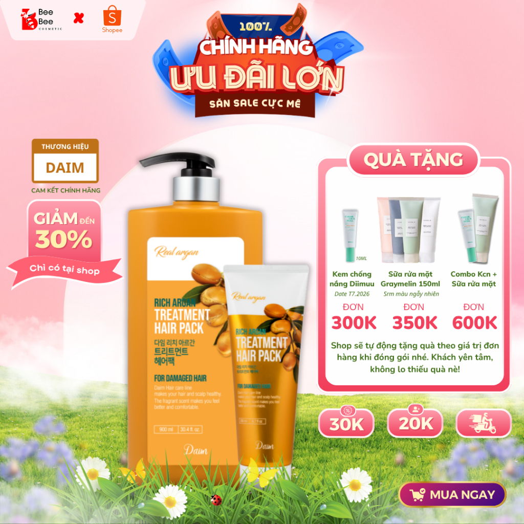 [AUTH 100%] Kem Ủ Tóc Chứa Dầu Argan DAIM Rich Argan Treatment Hair Pack 200ml