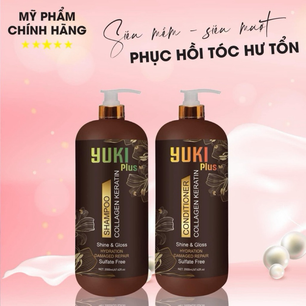 Cặp gội xả Collagen Keratin Yuki Plus 2L/chai