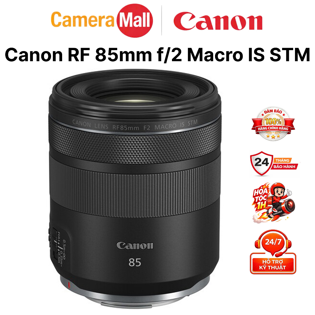 Canon RF 85mm F2 Macro IS STM – Lens Chân Dung/Macro, Chính Hãng