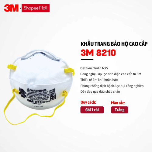Khẩu Trang Lọc Bụi Bảo Vệ Hô Hấp 3M 8210 N95