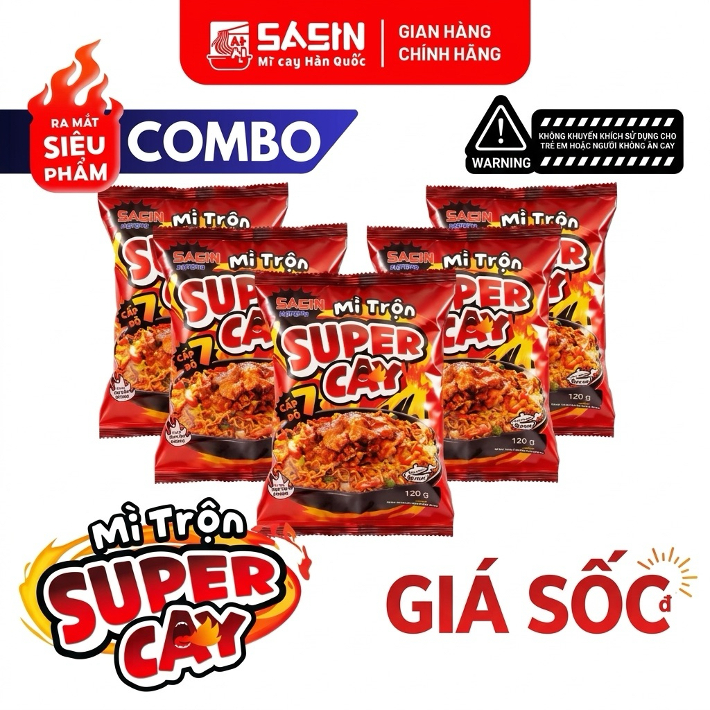 [ Combo 5] Mì Trộn Sasin SUPPER CAY - cấp độ 7 - CHUẨN VỊ SASIN